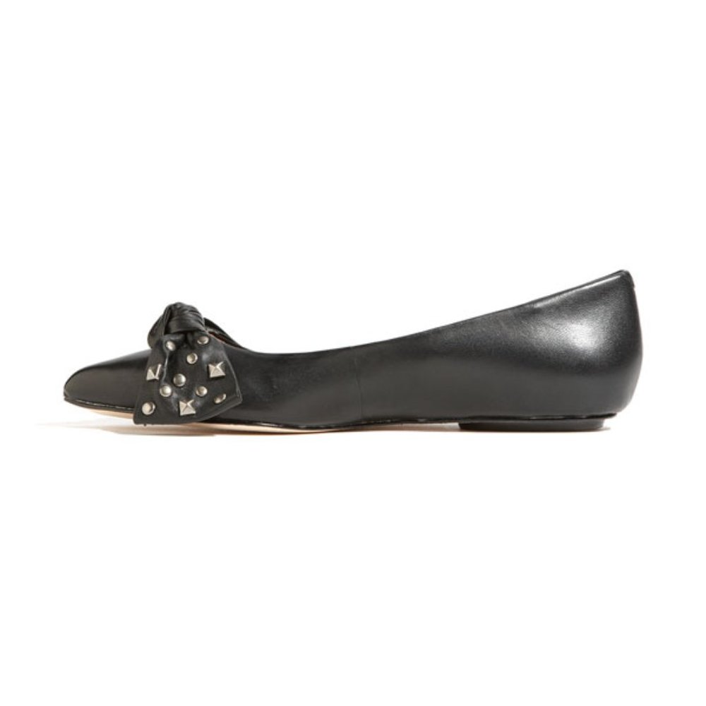 CORSO COMO 'Attitude' Black Studded Bow Pointed Toe Leather Ballet Flats NWOT - Picture 2 of 6